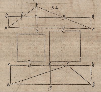 Area-Preserving Transformation of a Triangle into a Rectangle by Albrecht Dürer